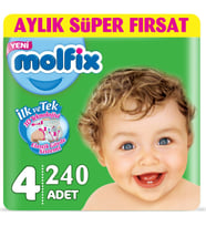 Molfix Bebek Bezi Beden:4 (7-14Kg) Maxi 240 Adet Avantaj Fırsat Pk