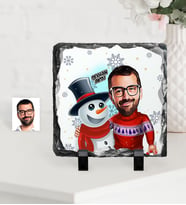 BK Gift Kişiye Özel Yılbaşı Temalı Bay Karikatürlü Dekoratif Doğal Taş - 6