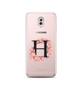 Pembe Çiçekli Harf Tasarım Süper Şeffaf Silikon Telefon Kılıfı Samsung C8  H-Har