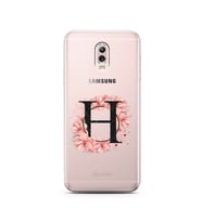 Pembe Çiçekli Harf Tasarım Süper Şeffaf Silikon Telefon Kılıfı Samsung C8  H-Har