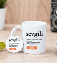 Sevgili Kelime Anlamı Beyaz Kupa Bardak Ve Anahtarlık Set