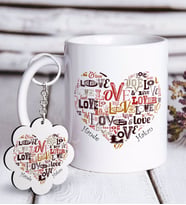 BK Gift Kişiye Özel Sevgililer Günü Beyaz Kupa ve Anahtarlık Hediye Seti-118 (Model 1)