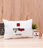 Optisyen Dikdörtgen Yastık ve Kırmızı Kupa Bardak