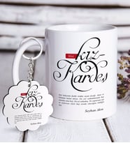 BK Gift Kişiye Özel Mânâ Kız Kardeş Beyaz Kupa ve Anahtarlık Hediye Seti (Model 1)