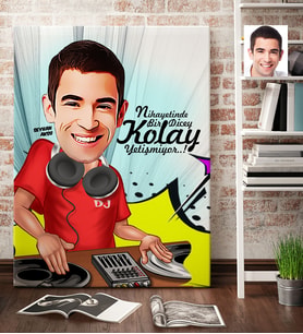 BK Gift Kişiye Özel Bay Dj Karikatürlü Kanvas Tablo 70x100cm 1