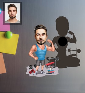 Kişiye Özel Sporcu Karikatürlü Ahşap Magnet Bay-8