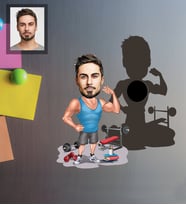 Kişiye Özel Sporcu Karikatürlü Ahşap Magnet Bay-8