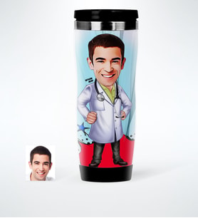 BK Gift Kişiye Özel Bay Doktor Karikatürlü Çelik Termos Bardak  1