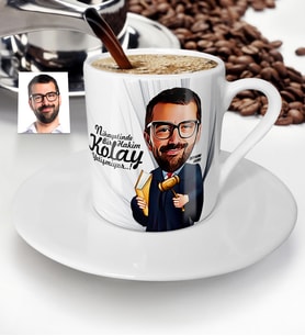 BK Gift Kişiye Özel Bay Hakim Karikatür Türk Kahvesi Fincanı  1
