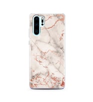 Beyaz Mermer Tasarımlı Süper Şeffaf Silikon Telefon Kılıfı Huawei P30 Pro 