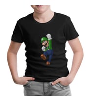 Mario & Luigi - Luigi  Siyah Çocuk Tshirt