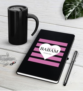 BK Gift Kişiye Özel Canım Babam Siyah Defter Kalem Termos Mug Seti-1 (Model 1)