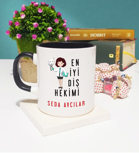 En İyi Diş Hekimi Tasarımlı Kişiye Özel Diş Hekimi Kupa Bardak Siyah