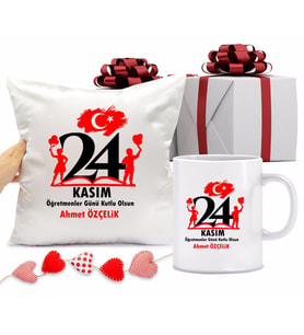 Öğretmen Kupa Bardağı ve Yastığı Hediye Seti (Model 1)