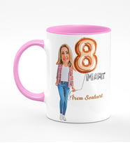 BK Gift Kişiye Özel Kadınlar Günü Karikatür Pembe Kupa Bardak  18