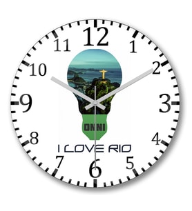 I Love Rio Duvar Saati Bombeli Gercek Cam