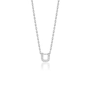 Söğütlü Silver Gümüş  rodyumlu üç boyutlu minimal U gümüş harf kolye