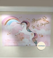 120x80cm Kişiye Özel Unicorn Temalı Afiş Unicorn Konseptli Arka Fon