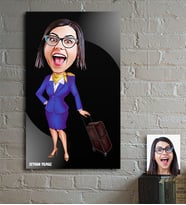 BK Gift Kişiye Özel Kabin Memuru Hostes Karikatür Ahşap Tablo - 2