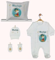 Pia Baby Gl 1934-04 İsme Özel Yastık Tulum Set