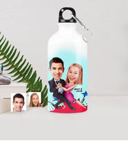 BK Gift Kişiye Özel Sevgililer Karikatürlü Metal Suluk 500 Ml  13