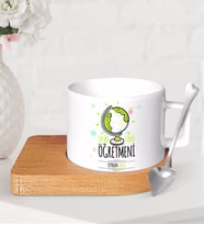 BK Gift Kişiye Özel En İyi Sınıf Öğretmeni Ahşap Altlıklı Seramik Fincan-3 (Beyaz)
