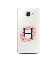 Pembe Çiçekli Harf Tasarım Süper Şeffaf Silikon Telefon Kılıfı Samsung A5 (2016)