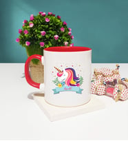 Unicorn Tasarımlı İsme Özel Unicorn Kupa Bardak Kırmızı