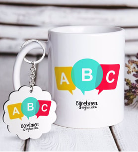 BK Gift Kişiye Özel Öğretmen Beyaz Kupa ve Anahtarlık Hediye Seti-4 (Model 1)