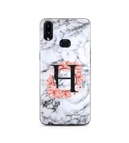 Mermer Çiçekli Harf Tasarım Süper Şeffaf Silikon Telefon Kılıfı Samsung A10s H-H