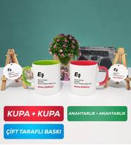 İkili Yeşil Kırmızı Eş Kupa Bardak Anahtarlık