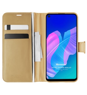 Microsonic Huawei P40 Lite E Kılıf Delux Leather Wallet Gold