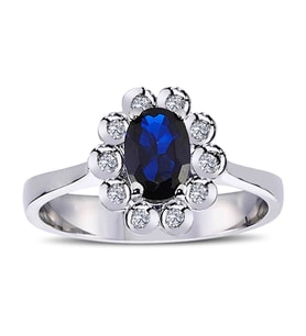 Lova Pırlantalı Oval Safir Anturaj Yüzük - 1070081