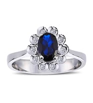 Lova Pırlantalı Oval Safir Anturaj Yüzük - 1070081