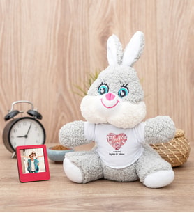 Kişiye Özel Hediyelik Peluş Tavşan ve Mini Fotoğraf Çerçevesi