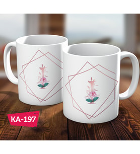 I Harf Pink Rose Baskılı Hediyelik Kahve Kupa Bardak