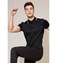 DeFacto Polo Yaka Slim Fit Spor Tişört (Siyah)