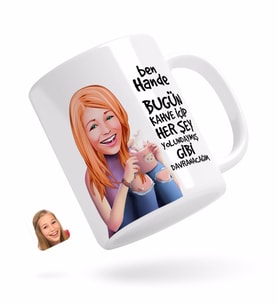 BK Gift Kişiye Özel Kadın Her Şey Yolundaymış Gibi Karikatürlü Beyaz Kupa Bardak-4