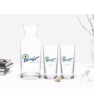 BK Gift Kişiye Özel Renkli Baskılı İzmir Tasarımlı Turistik İkili Rakı Bardağı ve Karaf Hediye Seti-1 (Model 1)