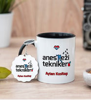 Anestezi Teknikeri Siyah Kupa Bardak Ve Anahtarlık Set