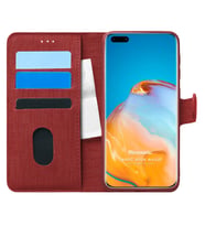 Microsonic Huawei P40 Pro Kılıf Fabric Book Wallet Kırmızı