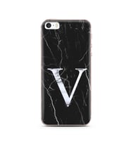 Iphone 5 Siyah Mermer Harf Tasarımlı Telefon Kılıfı V-Harfi 