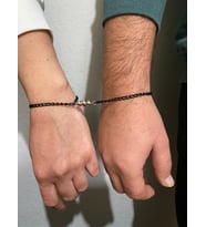 Siyah Zincir Mıknatıslı Çift Sevgili Bilekliği (Siyah-Gri)