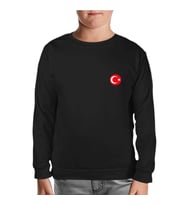 Ay Yıldız - Göğüs Logo 2 Siyah Çocuk Sweatshirt