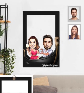 Kişiye Özel Sevgili Karikatürlü 3D Ahşap Tablo 30x47  Model 18