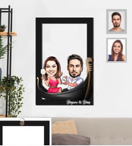 Kişiye Özel Sevgili Karikatürlü 3D Ahşap Tablo 30x47  Model 18