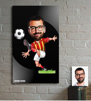 BK Gift Kişiye Özel Futbol Sarı Kırmızı Karikatür Ahşap Tablo - 1