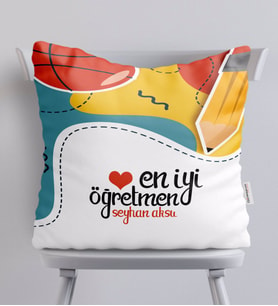 BK Gift Kişiye Özel En İyi Öğretmen Beyaz Yastık-5
