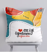 BK Gift Kişiye Özel En İyi Öğretmen Beyaz Yastık-5