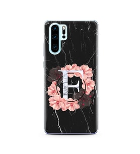 Mermer Çiçekli Harf Tasarım Süper Şeffaf Silikon Telefon Kılıfı Huawei P30 Pro F